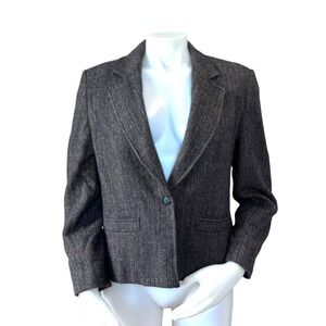 Pendleton Vintage 100% Virgin Wool Herringbone Blazer Gray Brown Dark Academia